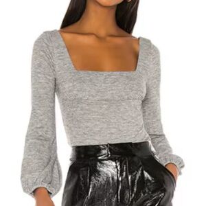 Lovers + Friends Blakely Sweater Heather Gray Square Neck | Size S
